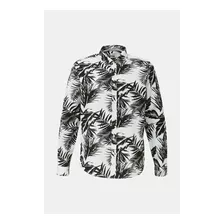 Camisa Esprit Regular Lino Palmeras Tropical Hombre