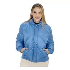 Jaqueta Puffer Com Punhos E Bolsos Feminina Facinelli Azul