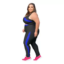 Conjunto Feminino Fitness Calça Legging Top Nadador Plussize