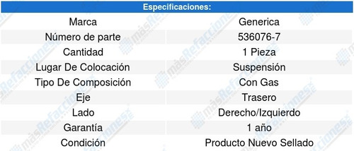 2 Amortiguadores Gas Traseros Ford Windstar 95-03 Generica Foto 3