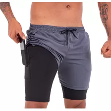 Bermuda Shorts Com Forro Compressão Térmico Antiassaduras 