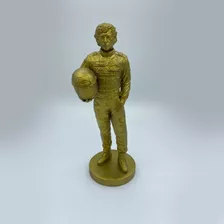 Escultura Dourada Ayrton Senna 15cm Resina