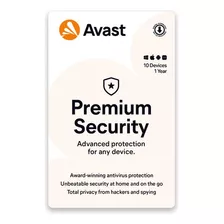 Antivirus Avast Premium Security - 10 Dispositivos - 1 Año