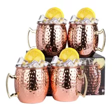 Vasos Cobre Moscow Mule Premium Coctel Tragos Set 4 600ml