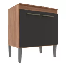 Bajo Mesada 2 Puertas Cocina Linea Premium Color Manchester/negro