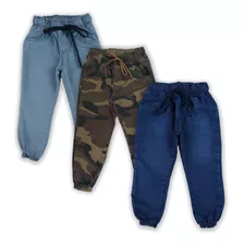 Kit 3 Calça Jeans Jogger Masculina Infantil