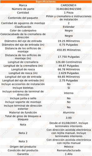 (1) Cremallera Direccin Mercury Mariner 07/09 Reman Foto 5