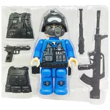 Boneco Policial Com Mascara Acessórios Comando Tático 