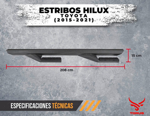 Estribos Hilux Toyota 2015-2021 Rock Slider Doble Cab Torus Foto 7