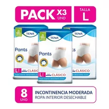 Ropa Interior Adultos Tena Pants Clásico Talla L 8un Pack X3