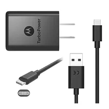 Cargador Motorola Turbo Power 15 Plus Usb-c De Pared Con Cable Carga Rápida Negro