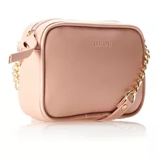 Bolsa Feminina Tiracolo Essencial Pequena Anacapri Acambamento Dos Ferragens Níquel Cor Blush Correia De Ombro Água Desenho Do Tecido Liso