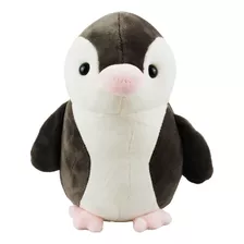 Pinguim De Pelúcia Cinza Escuro Fofinho Presente 20 Cm Cor Preto