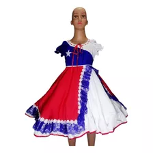 Vestidos Niña Huasa / Chinita Bandera Chile Talla 2 4 6 8