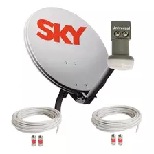 Antena Sky Com Lnb Duplo Universal Com 2 Kits De Cabo