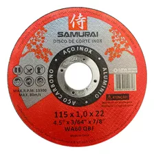 100 Discos De Corte Inox Samurai Para Esmerilhadeira 115x22 