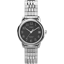 Reloj Mujer Timex Con Luz Indiglo 25 Mm Wr 30m Tw2v467009j Color De La Correa Plateado Color Del Bisel Plateado Color Del Fondo Negro