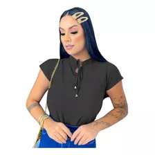 Blusa Feminina Gota Manga Curta Poa Viscose Moda Evangelica