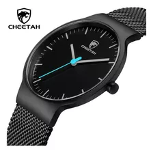 Relojes Impermeables Con Cinturón De Malla Casual Cheetah Color Del Fondo Negro/azul