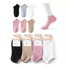 12 Pares Calcetines Mujer Tobilleras Liso Bambú W010