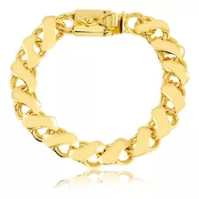 Pulseira 13mm Friso S 10 Camadas De Banho De Ouro 18k Comprimento 23 Cor Dourado Diâmetro 13