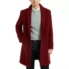 Abrigo Tommy Hilfiger Hombre Color Vino/guindo Lana 38s