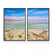 Quadro Decorativo Mosaico Praia Mar Paisagem 2 Telas 90x60