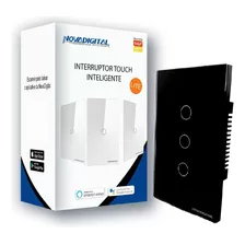 Interruptor Tuya Smart Life 3 Botões Preto Wi-fi+rf433 Alexa