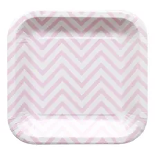 Plato Cuadrado Chevron 22 Cm X 10 Rosado