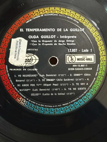 Olga Guillot - El Temperamento De La Guillot - vinilo 1969
