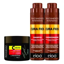 Kit Eico Cura Fios Shampoo + Condicionador 1l + Máscara 500g