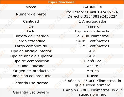 (1) Amortiguador Tra Hidrulico Der O Izq Lebaron 84/93 Foto 2