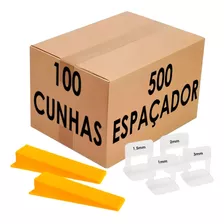 500 Espaçador Nivelador + 100 Cunhas Piso Porcelanato Cor Na