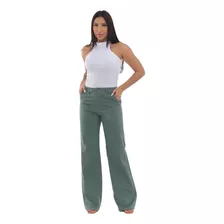 Calça Jeans Sarja Colorida Pantalona Soltinha Moda Verão 