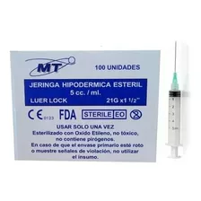 Jeringas Certificadas Luer Lock 5cc 21g X 1 1/2 - 100 Unid.