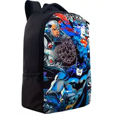 Mochila Costas Liga Da Justiça T03 Preta 9771 Xeryus Cor Preto Desenho Do Tecido 3 Heróis