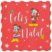 Guardanapo De Natal Mickey Minnie Mesa Decoração 20un 16,5cm