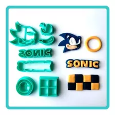 Kit Cortadores Itens E Rosto Do Sonic 5cm