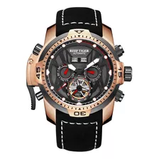 Reef Tiger Sport Luminous Watches Rose Gold Correa De Cuero