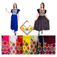 Vestido De Gala/largos Bordados Coloridos Chiapas-unitalla