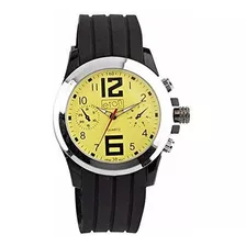 Reloj De Ra - Mens Black Rubber Yellow Dial Chronograph Desi