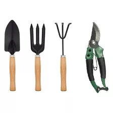 Set Kit Herramientas De Jardin X 3 Tijera Pala Rastrillo