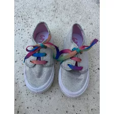 Zapatillas Blancas Con Brillo Grisino Talle 24 Niña