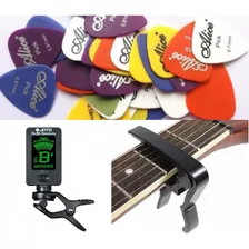 Kit Afinador, Capo Traste, Puas Joyo P Guitarra Color Capo Negro