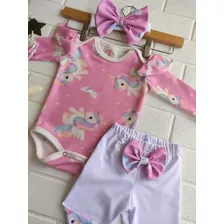 Conjunto Trio Bebe Talles 1 Al 6 - Body/ Calza/ Moño