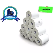 10 Rolos Etiquetas Couche Adesiva 100x50 Mm 10x5 Cor Branco Opção Etiquetas