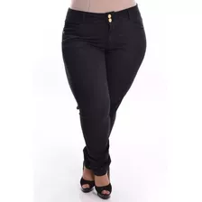 Calça Jeans C/ Lycra Feminina Preta Colorida Plus Size 