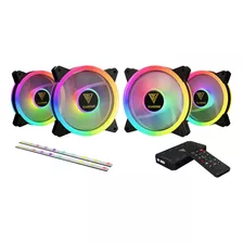 Kit 4 Fans Rgb Com Fita Led Argb Aeolus M2 1204r Elite