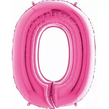 Balão Metalizado De Festa Número 0 Zero Pink 101cm Un