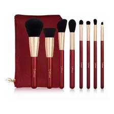 Set Brochas Maquillaje Profesional 8 Piezas Ducare Rojo